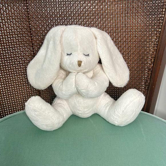 Dan Dee White Stuffed Praying Bunny with Gold Satin Ribbon - Picture 2 of 5